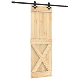 Sliding Door Natural and Black 70 x 210 cm Solid Pine Wood