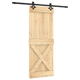 Sliding Door Natural and Black 80 x 210 cm Solid Pine Wood