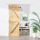 Sliding Door Natural and White 70 x 210 cm Solid Pine Wood