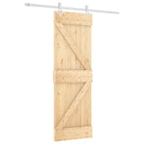 Sliding Door Natural and White 70 x 210 cm Solid Pine Wood