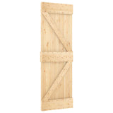 Sliding Door Natural and White 70 x 210 cm Solid Pine Wood - Side View