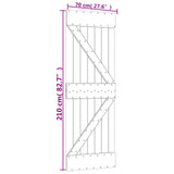 Sliding Door Natural and White 70 x 210 cm Solid Pine Wood - Extra Image