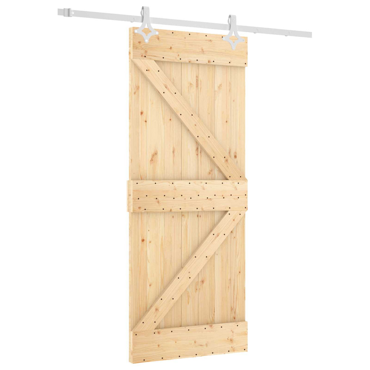 Sliding Door Natural and White 85 x 210 cm Solid Pine Wood