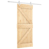 Sliding Door Natural and White 85 x 210 cm Solid Pine Wood