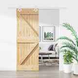 Sliding Door Natural and White 80 x 210 cm Solid Pine Wood