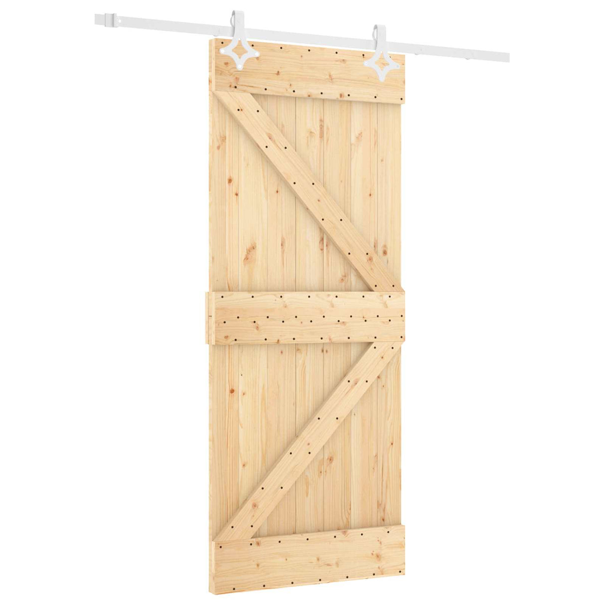 Sliding Door Natural and White 80 x 210 cm Solid Pine Wood