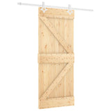 Sliding Door Natural and White 80 x 210 cm Solid Pine Wood - Front View