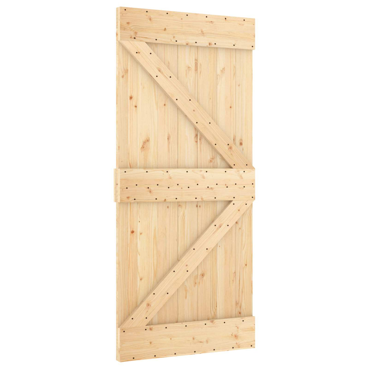 Sliding Door Natural and White 90 x 210 cm Solid Pine Wood