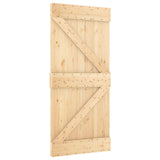 Sliding Door Natural and White 90 x 210 cm Solid Pine Wood
