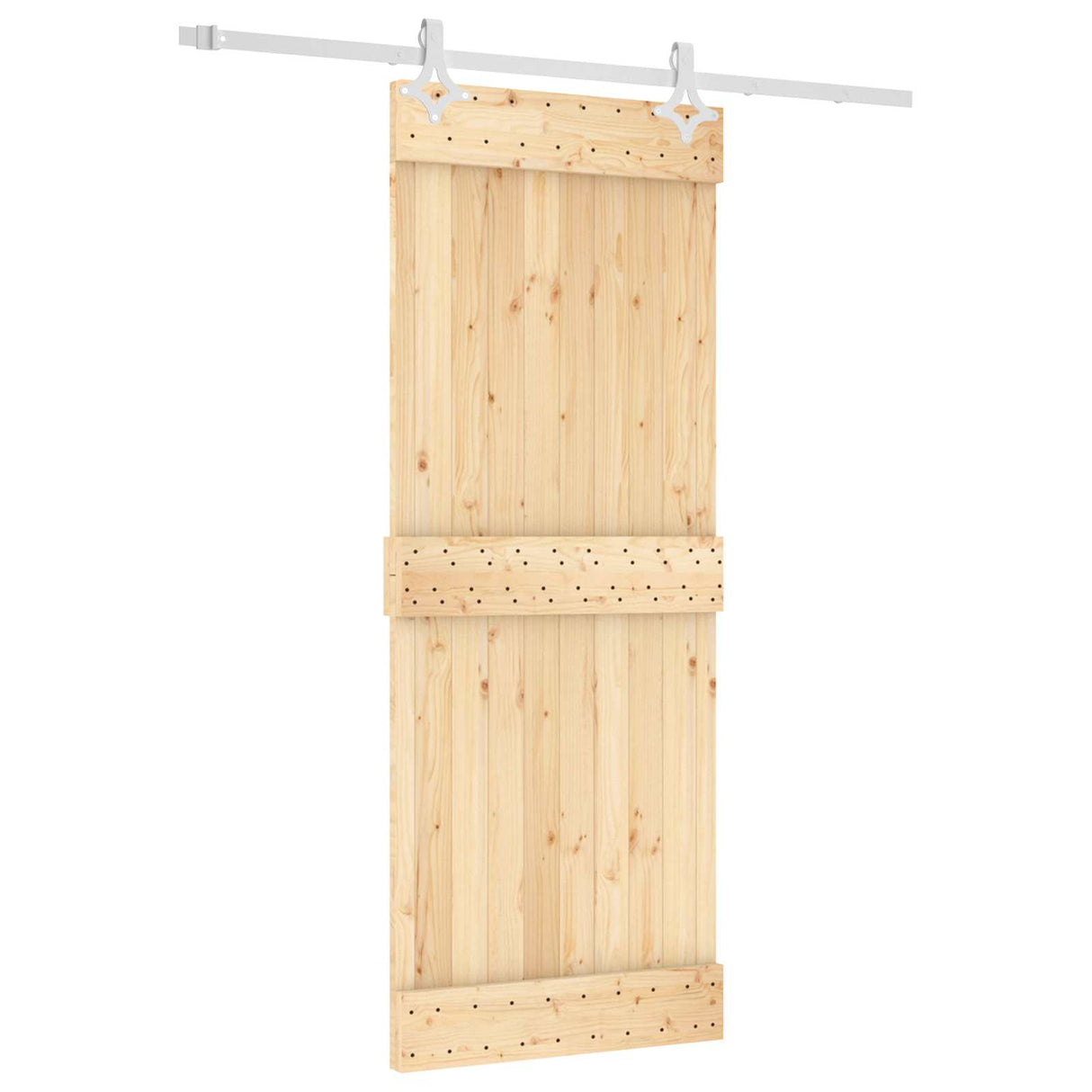 Sliding Door Natural and White 80 x 210 cm Solid Pine Wood