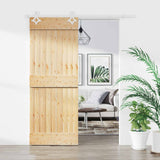 Sliding Door Natural and White 85 x 210 cm Solid Pine Wood