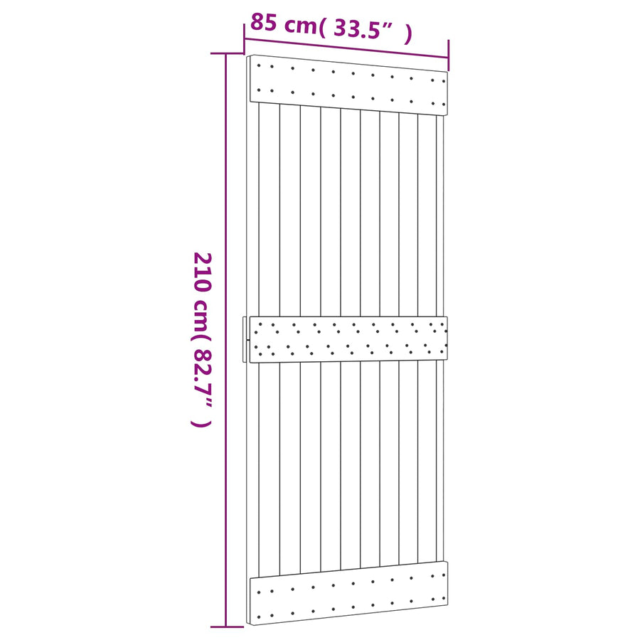 Sliding Door 85 x 210 cm Solid Pine Wood (Untreated)