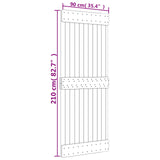 Sliding Door Natural and White 90 x 210 cm Solid Pine Wood - Rear View