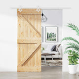 Sliding Door Natural and White 85 x 210 cm Solid Pine Wood