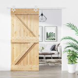 Sliding Door Natural and White 95 x 210 cm Solid Pine Wood