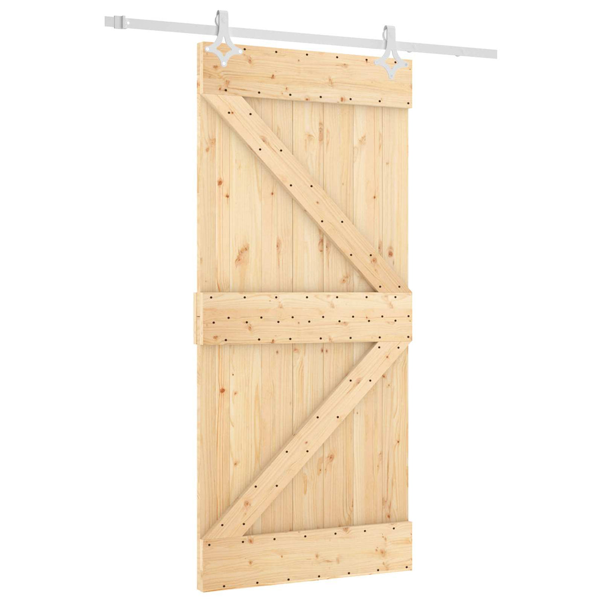 Sliding Door Natural and White 95 x 210 cm Solid Pine Wood