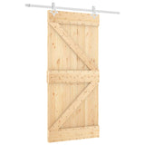 Sliding Door Natural and White 95 x 210 cm Solid Pine Wood