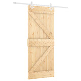 Sliding Door Natural and White 80 x 210 cm Solid Pine Wood