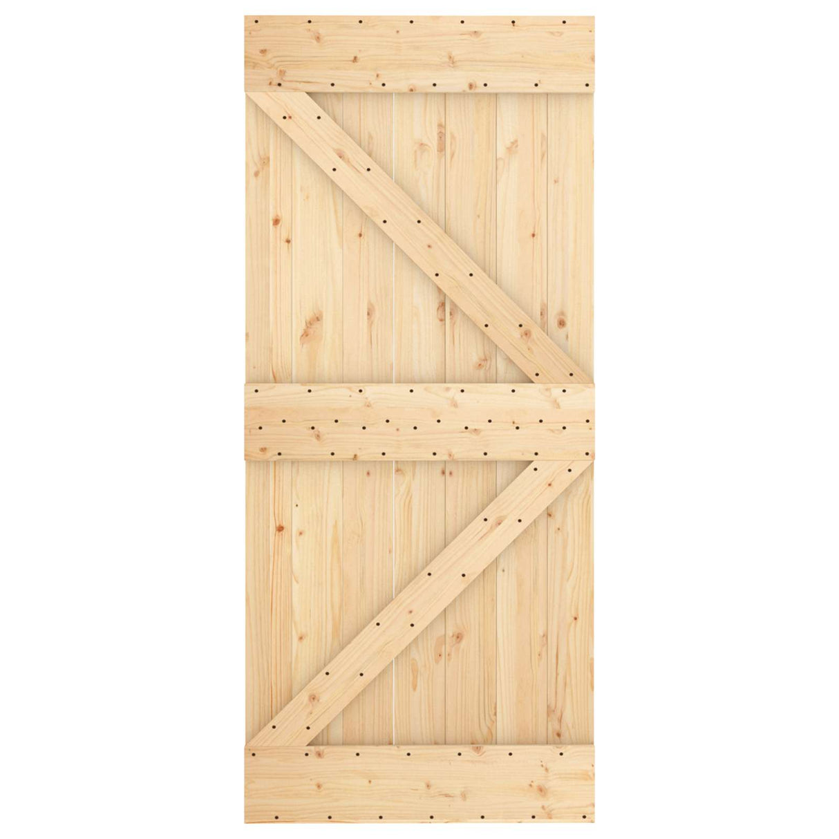 Sliding Door Natural and White 90 x 210 cm Solid Pine Wood