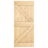 Sliding Door Natural and White 90 x 210 cm Solid Pine Wood - Top-Down View
