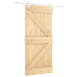 Sliding Door Natural and White 100 x 210 cm Solid Pine Wood