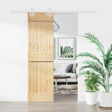 Sliding Door Natural and White 70 x 210 cm Solid Pine Wood
