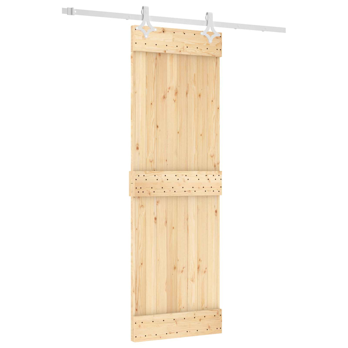 Sliding Door Natural and White 70 x 210 cm Solid Pine Wood