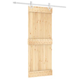 Sliding Door Natural and White 80 x 210 cm Solid Pine Wood
