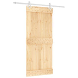 Sliding Door Natural and White 90 x 210 cm Solid Pine Wood