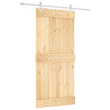Sliding Door Natural and White 95 x 210 cm Solid Pine Wood