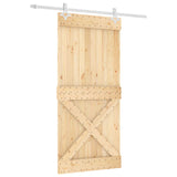 Sliding Door Natural and White 95 x 210 cm Solid Pine Wood