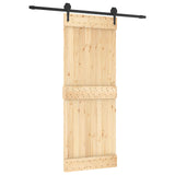 Sliding Door Natural and Black 80 x 210 cm Solid Pine Wood