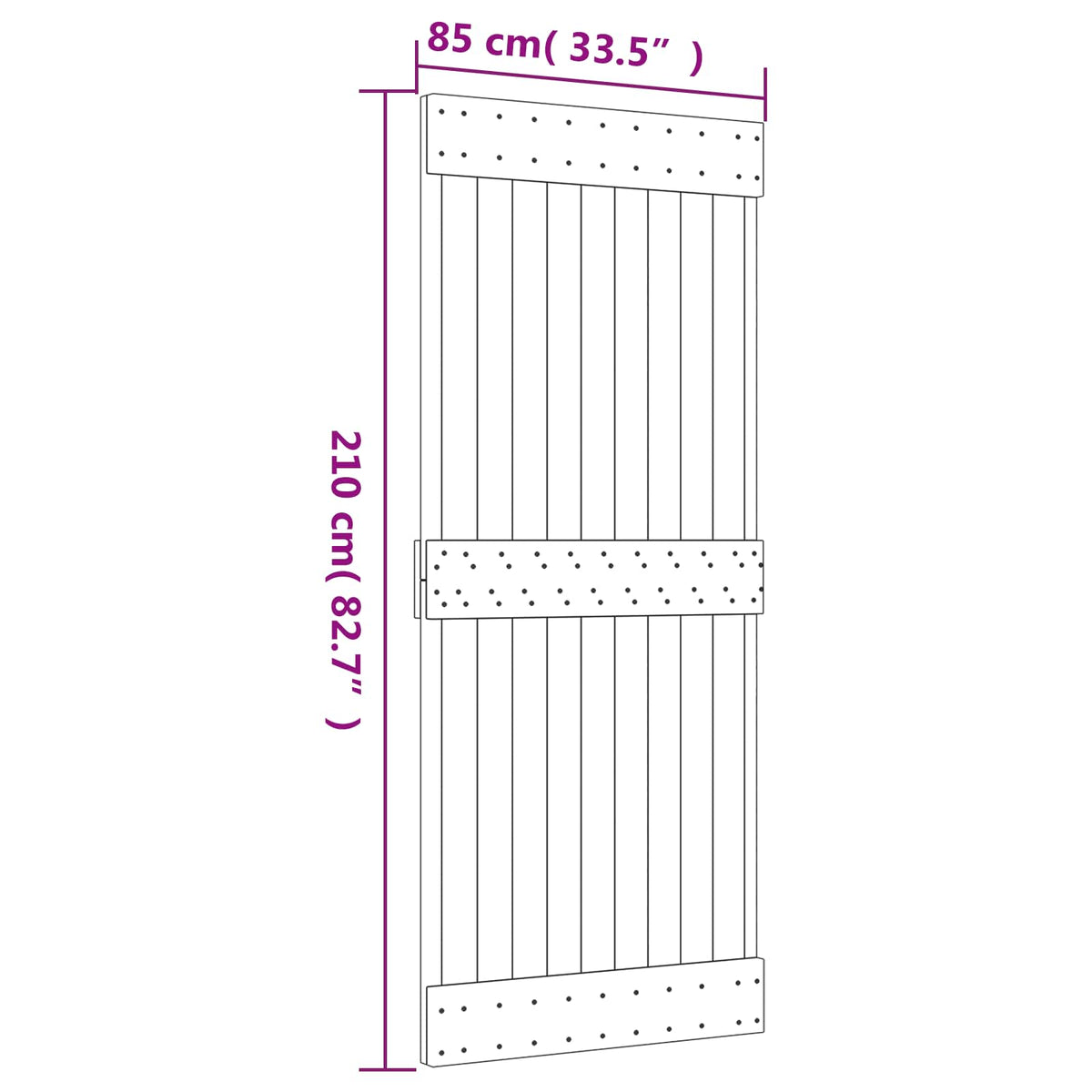 Sliding Door Natural and Black 85 x 210 cm Solid Pine Wood