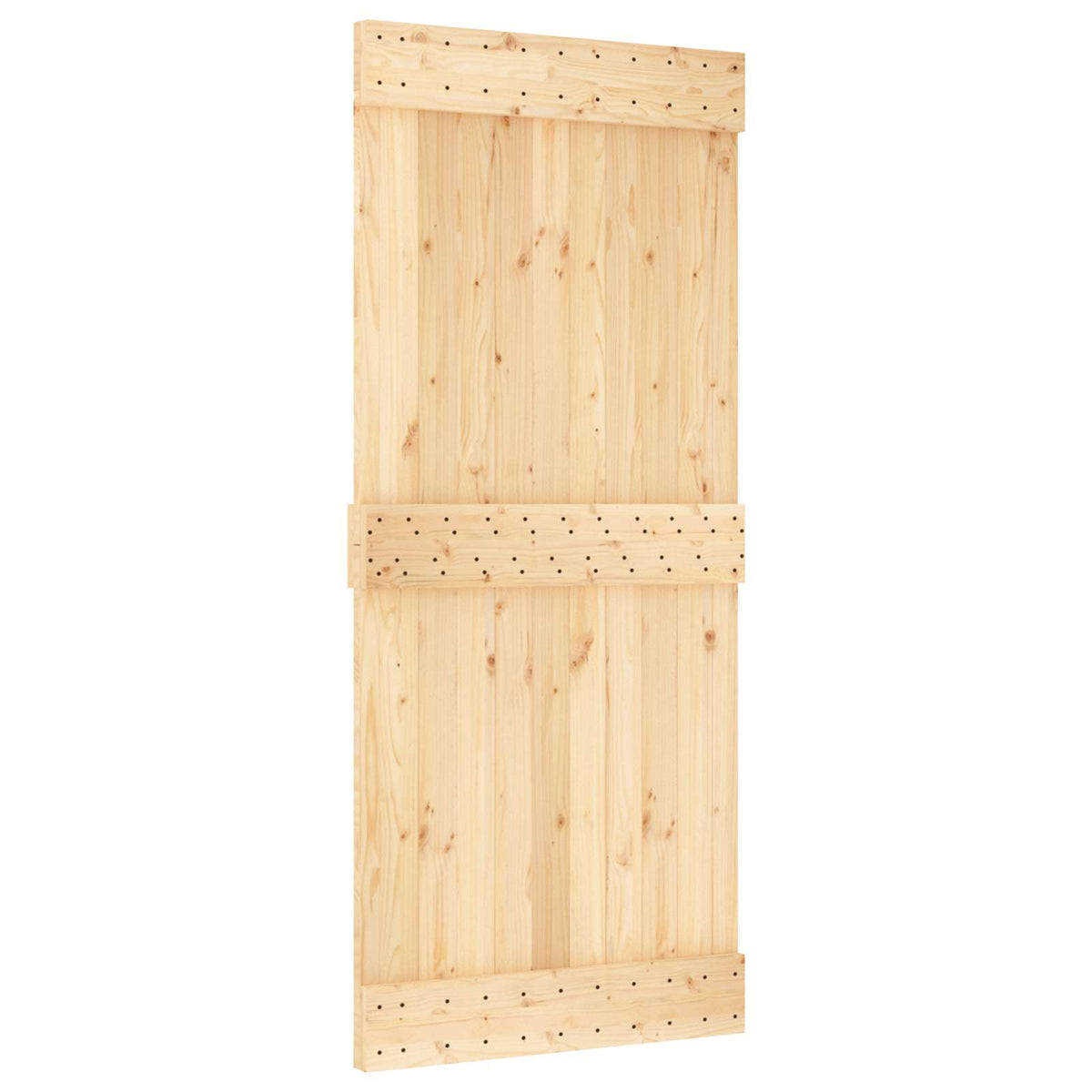 Sliding Door Natural and Black 90 x 210 cm Solid Pine Wood