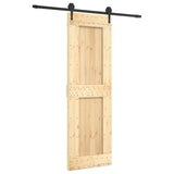 Sliding Door Natural and Black 70 x 210 cm Solid Pine Wood - Front View