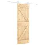 Sliding Door Natural and White 70 x 210 cm Solid Pine Wood