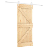 Sliding Door Natural and White 80 x 210 cm Solid Pine Wood