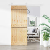 Sliding Door Natural and White 85 x 210 cm Solid Pine Wood