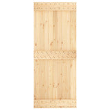 Sliding Door Natural and White 85 x 210 cm Solid Pine Wood
