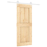 Sliding Door Natural and White 85 x 210 cm Solid Pine Wood - Front View
