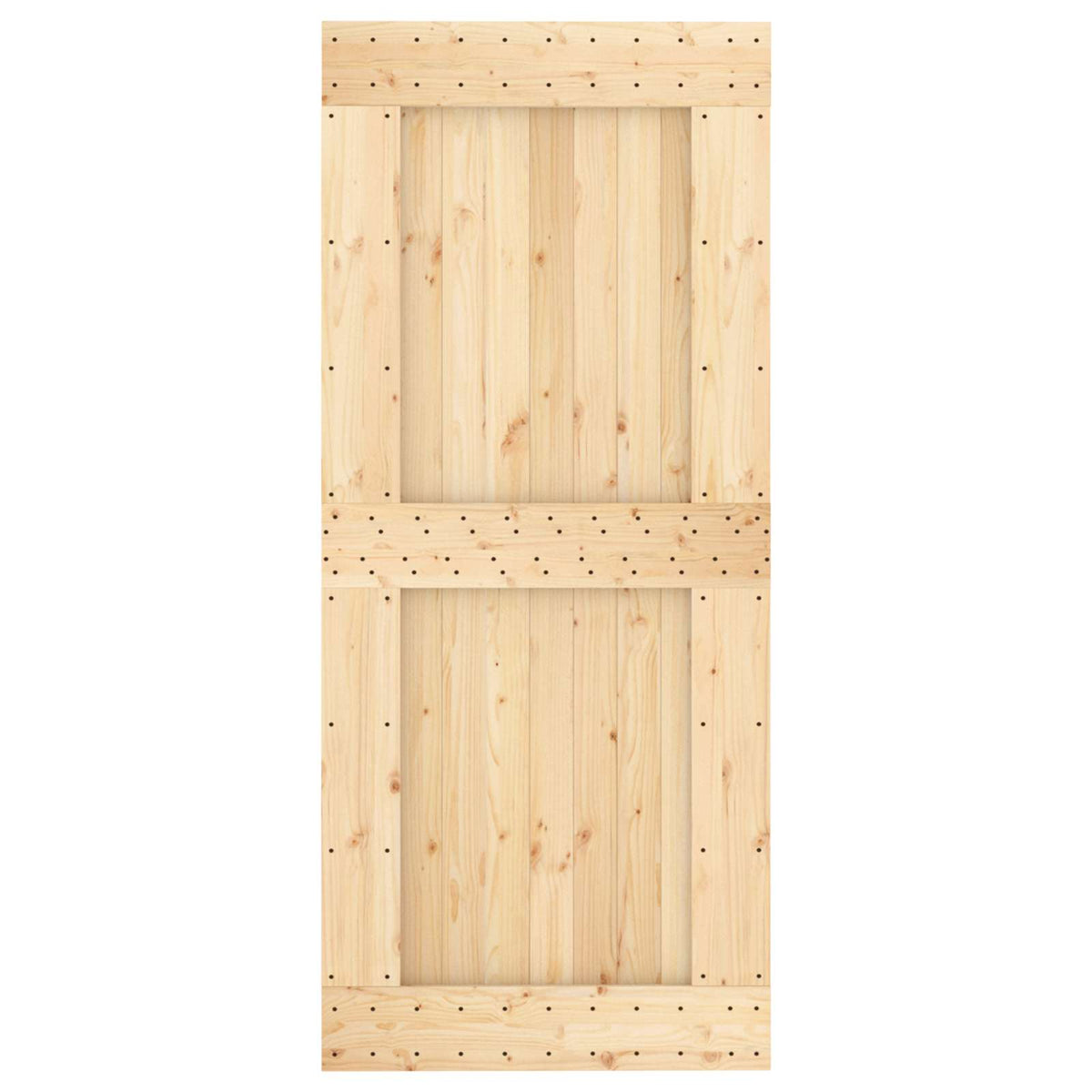 Sliding Door Natural and White 90 x 210 cm Solid Pine Wood