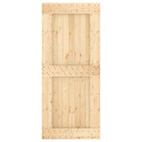 Sliding Door Natural and White 90 x 210 cm Solid Pine Wood - Top-Down View