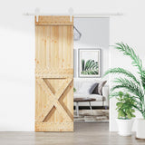 Sliding Door Natural and White 70 x 210 cm Solid Pine Wood