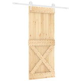 Sliding Door Natural and White 85 x 210 cm Solid Pine Wood - Front View
