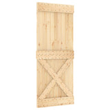 Sliding Door Natural and White 85 x 210 cm Solid Pine Wood - Side View