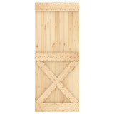Sliding Door Natural and White 85 x 210 cm Solid Pine Wood - Top-Down View