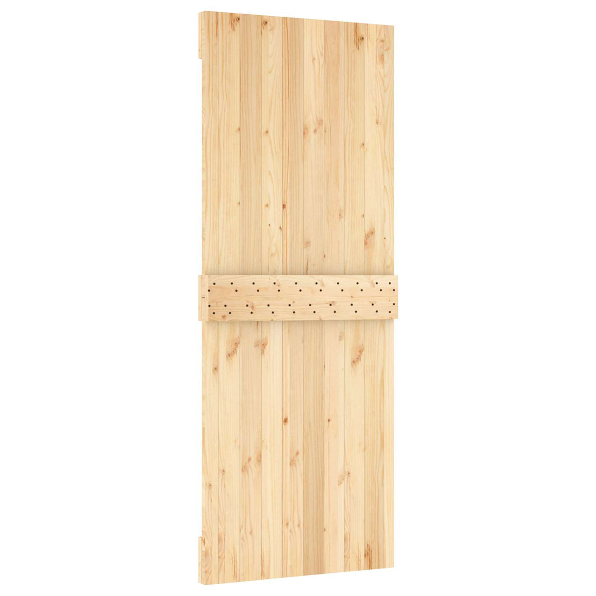Sliding Door Natural and Black 80 x 210 cm Solid Pine Wood