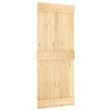 Sliding Door Natural and Black 85 x 210 cm Solid Pine Wood - Side View