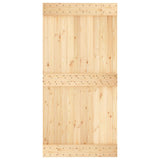 Sliding Door Natural and Black 100 x 210 cm Solid Pine Wood - Top-Down View