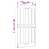 Sliding Door Natural and Black 100 x 210 cm Solid Pine Wood - Extra Image